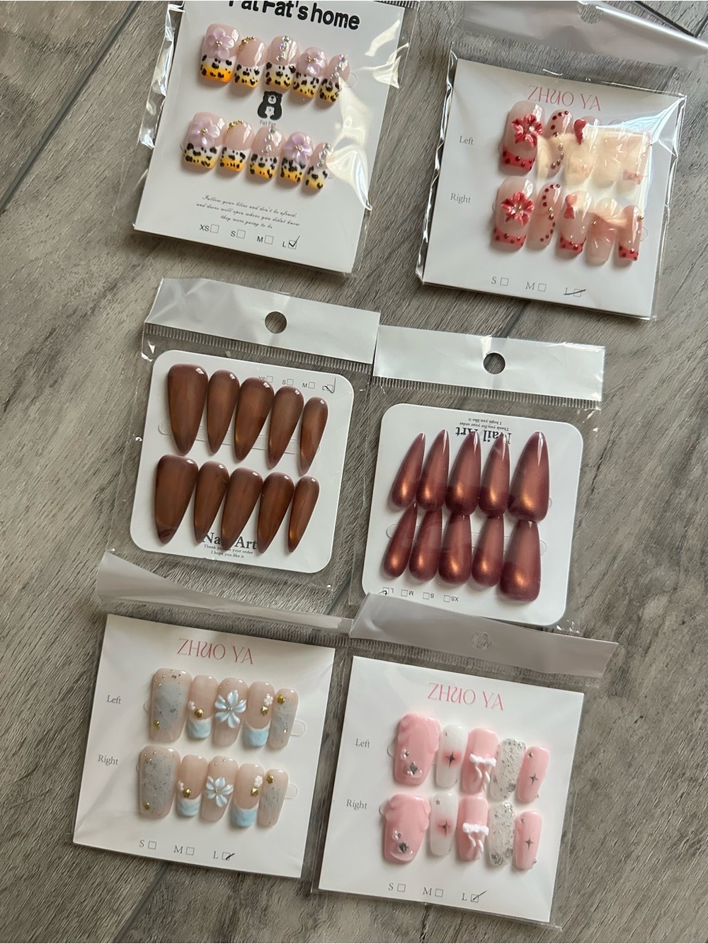 Various Press-On Nail Set – Cute Floral & Metallic Styles